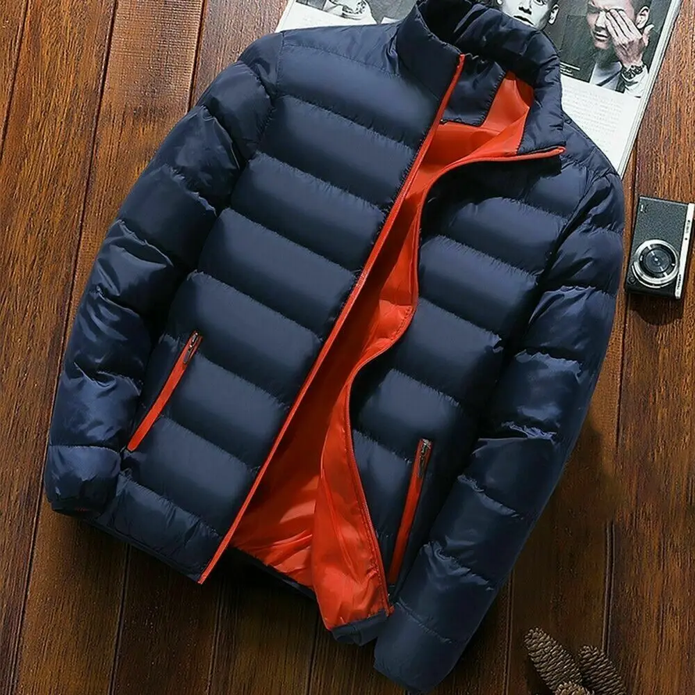 Custom Mens Quilted Padded Coat Winter Warm Bubble Puffer Jacket Thick