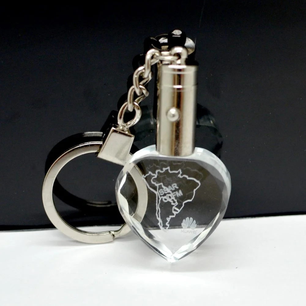 Оптовая продажа 3D лазерная гравировка пустая стеклянная рамка для фотографий брелок прозрачный светодиодный хрустальный ключ брелок