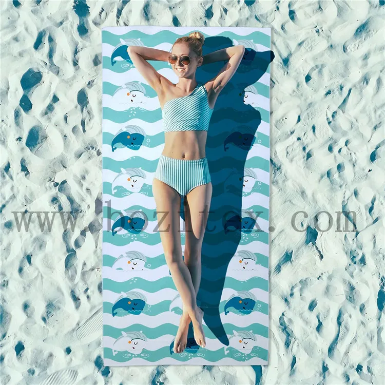 Hot sale Absorbent  Sand Free  printed  beach microfiber travel  towel  for camping  yoga