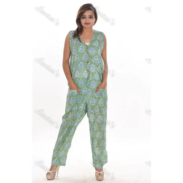 Block Print Jumpsuit Women Wear 