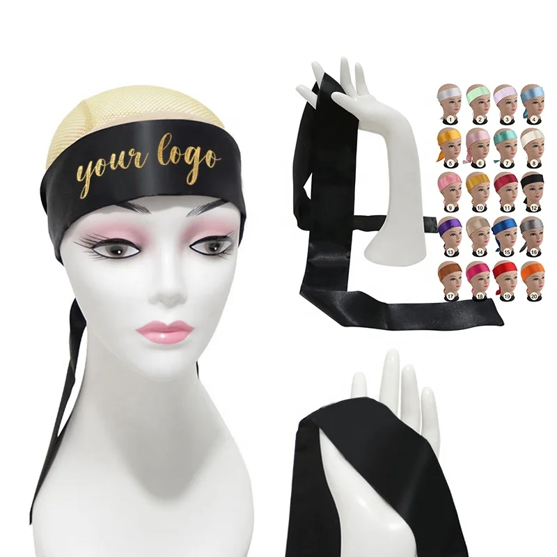 Индивидуальный фирменный логотип со стразами 6 см атласный край шарф головная повязка фронтальные повязки удлинители волос шелковая оберточная для