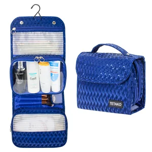 Luxury Women Waterproof Travel Nylon Makeup Bag Custom Hanging Toiletry Bag With Hook