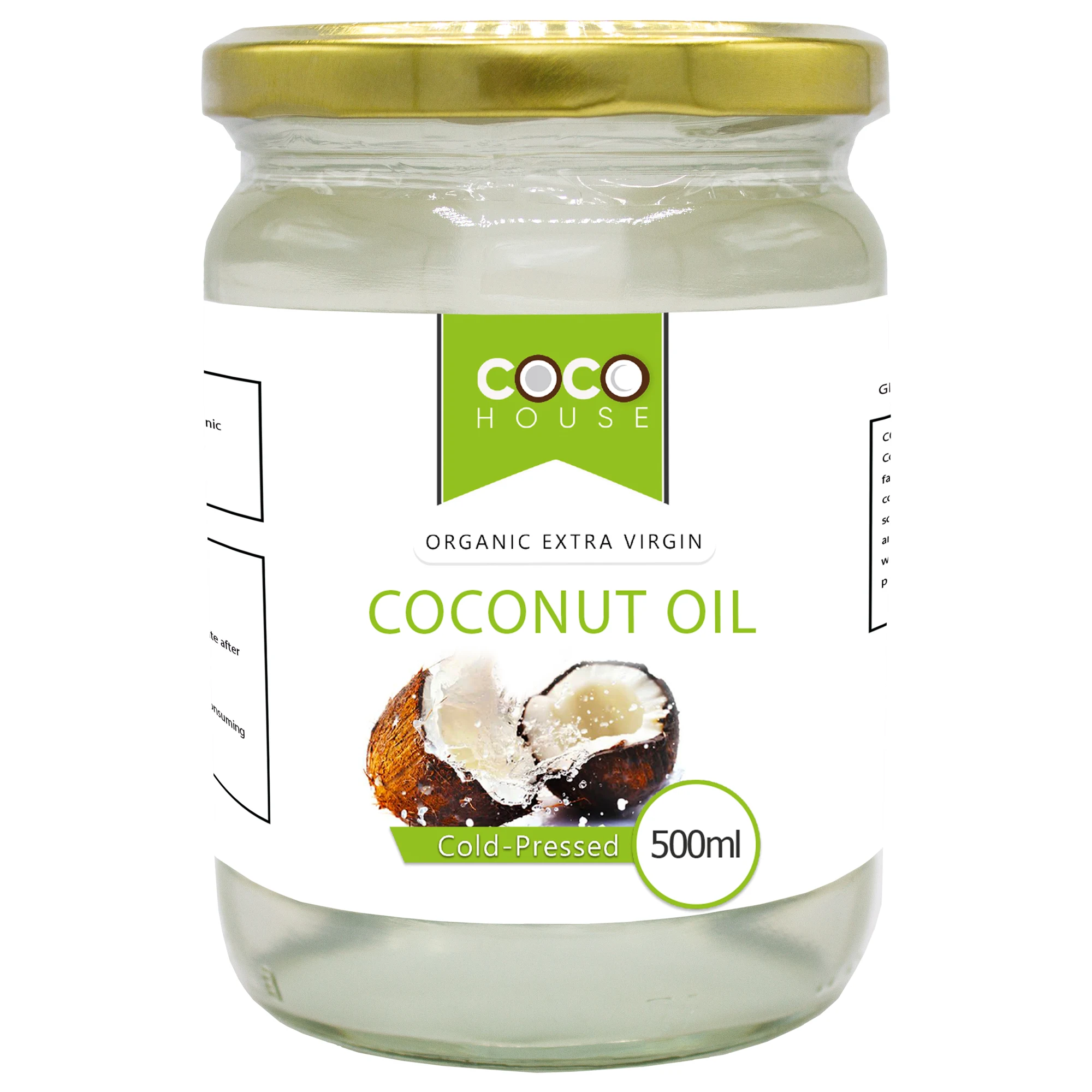 Coco House Organic Extra Virgin Coconut Oil 500ml Glass Jar