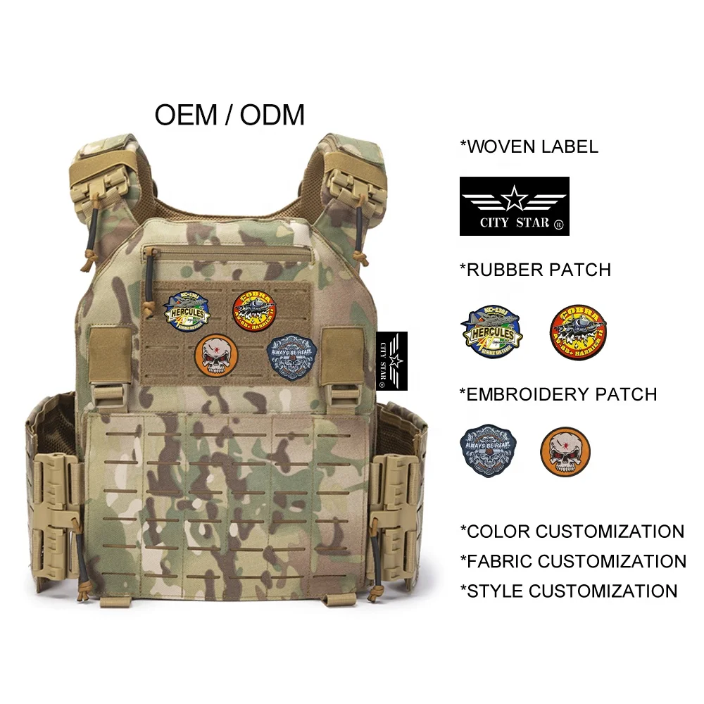 Gilet Tactique Militaire PizazzToy 600D - Taille 110-125cm - Avec Poches Magazines - Airsoft