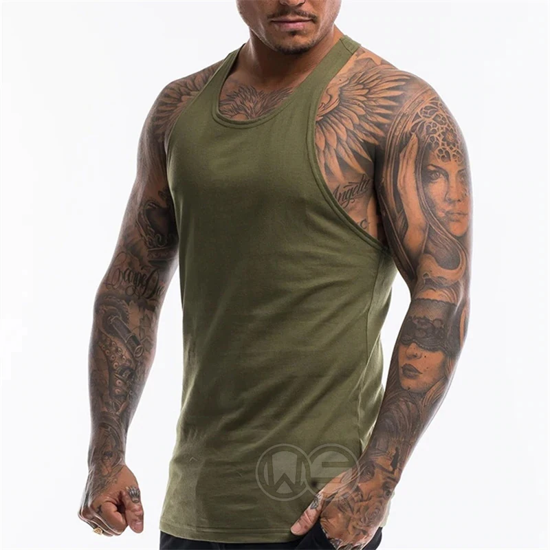Men gym Tank Top Vest Stringer sportswear Cotton Singlets Muscle Undershirt