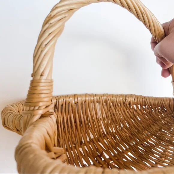 Vintage Wicker Heart Shaped Basket Set Unique Boho Wicker 