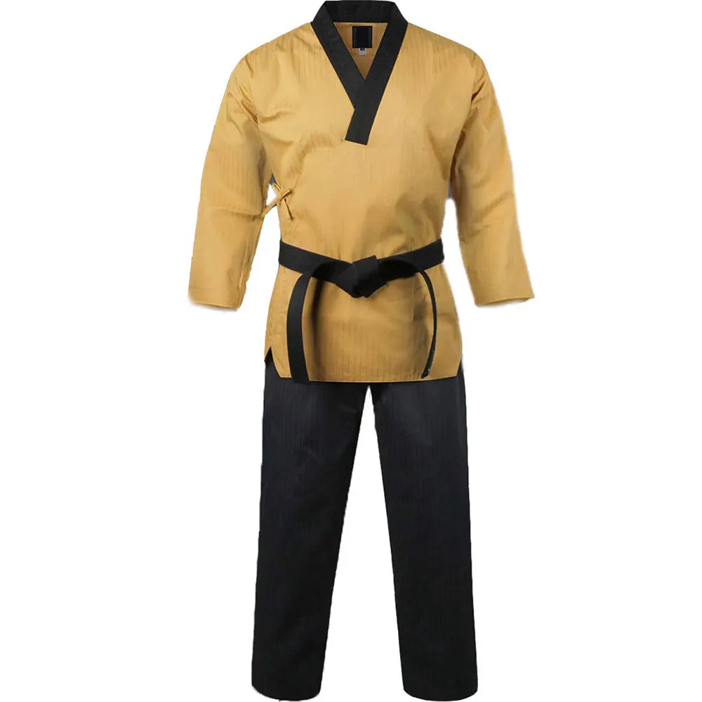 New Hapkido Uniform Medium Weight Gi Martial Arts Uniform Black w/ RED Stitch 