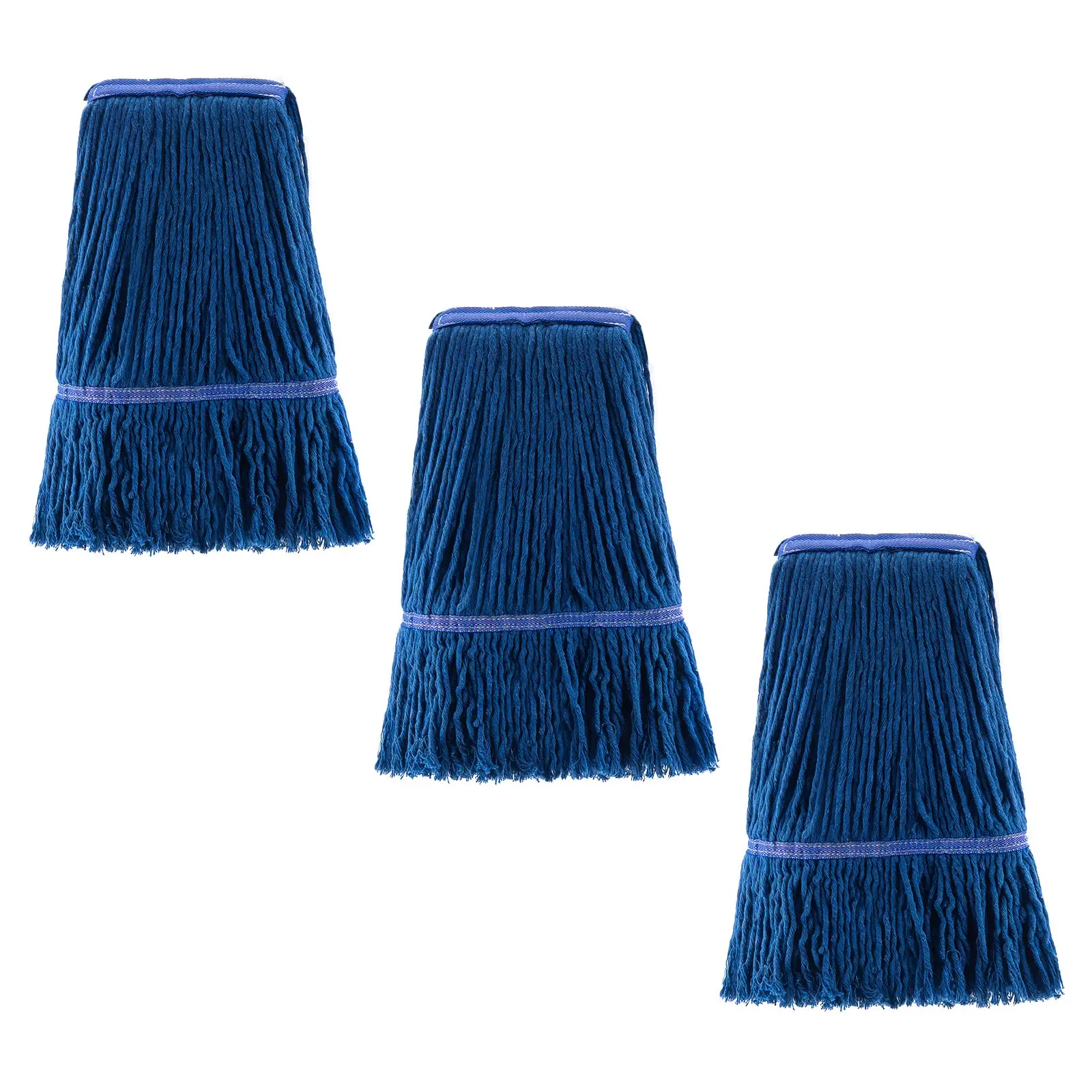 String Mop Heads Replacement Heavy Duty Commercial Grade Blue Cotton Looped End Wet Industrial Cleaning Mop Head Refills 6, Large 