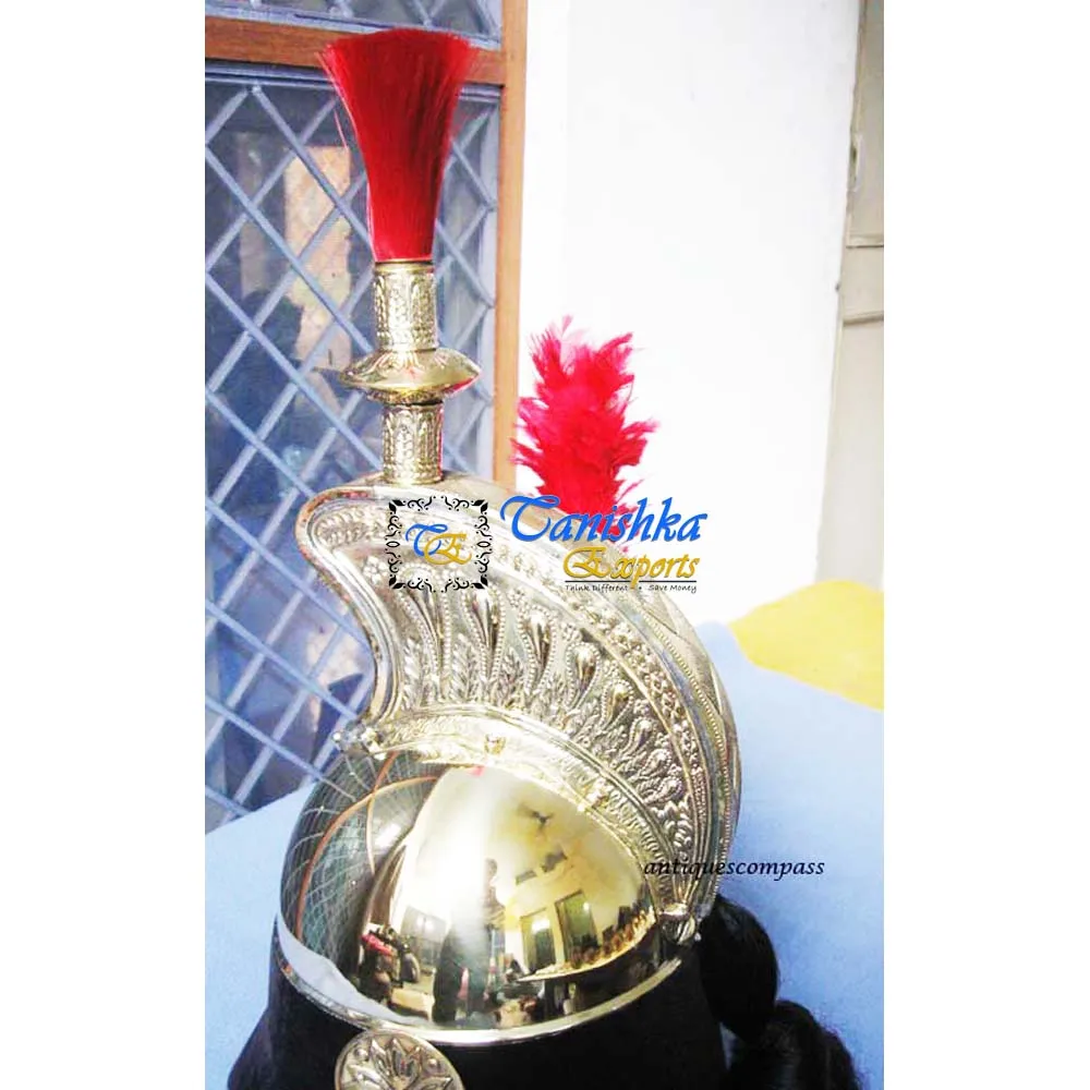 Napoleon Brass Designer Helmet French Medieval Armor Gift Decor Knight Decorative Helmet With Red Plume