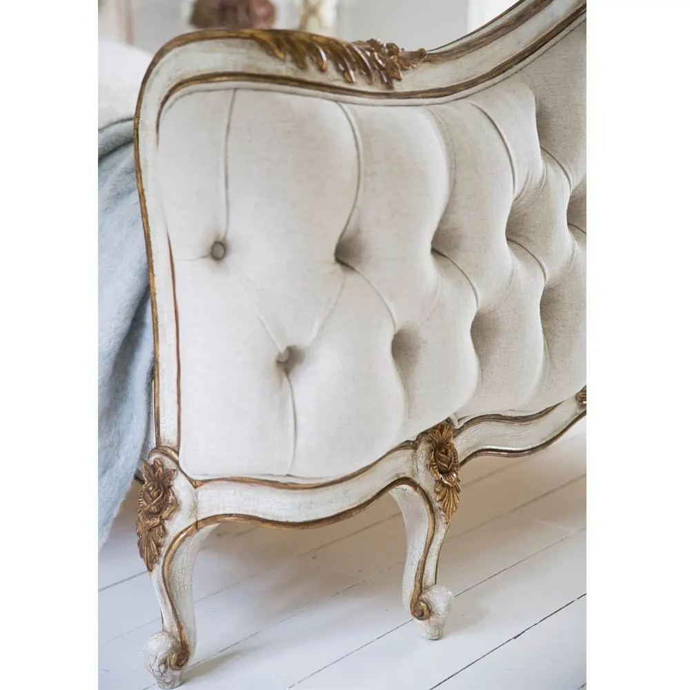 French Style Bed Frame - Elegant, Tufted, Mahogany Wood