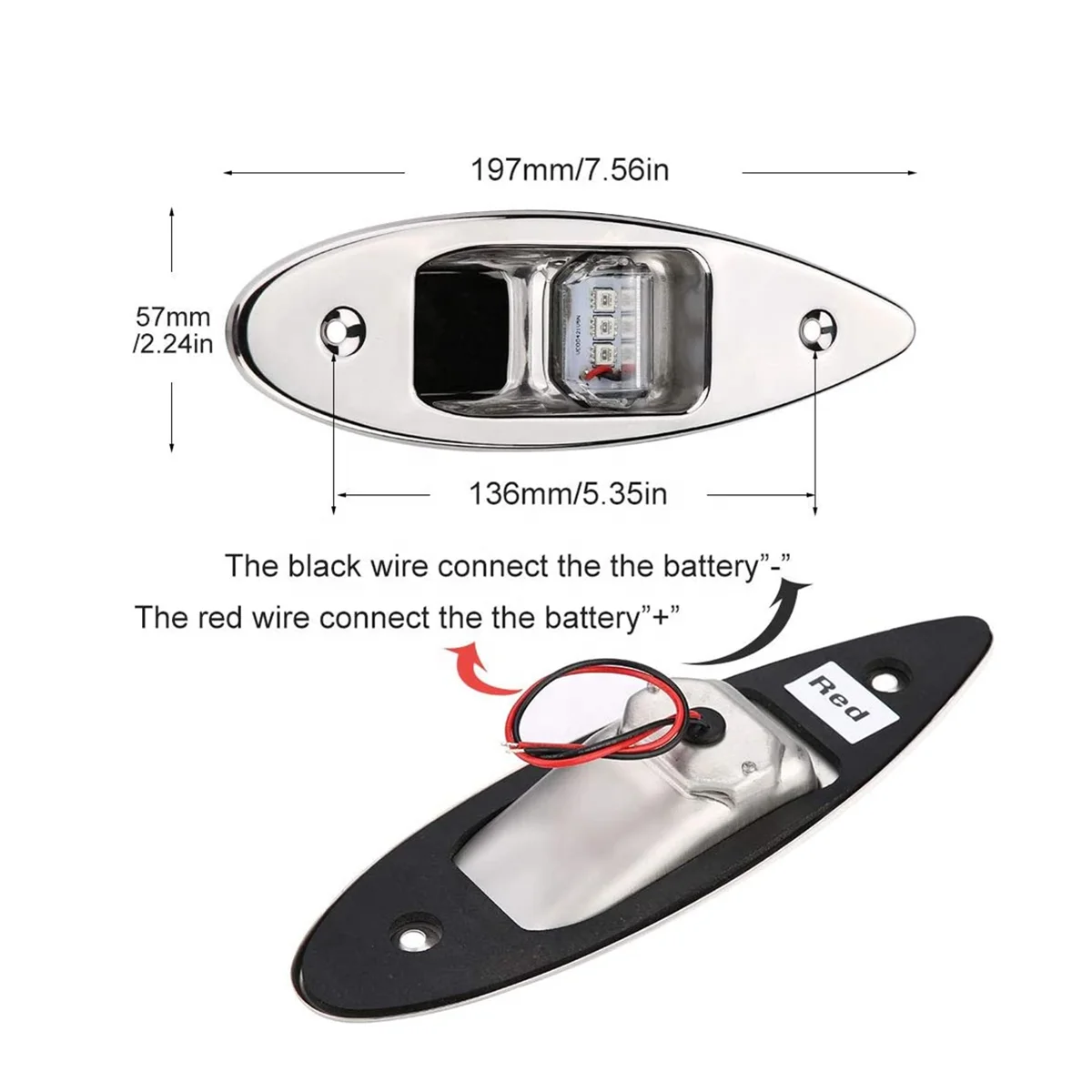 LED Navigation Lights 2Pcs 12V LED Flush Mount Side Bow Navigation Signal Light Lamp for Marine Boat Yacht Kayak Green Red