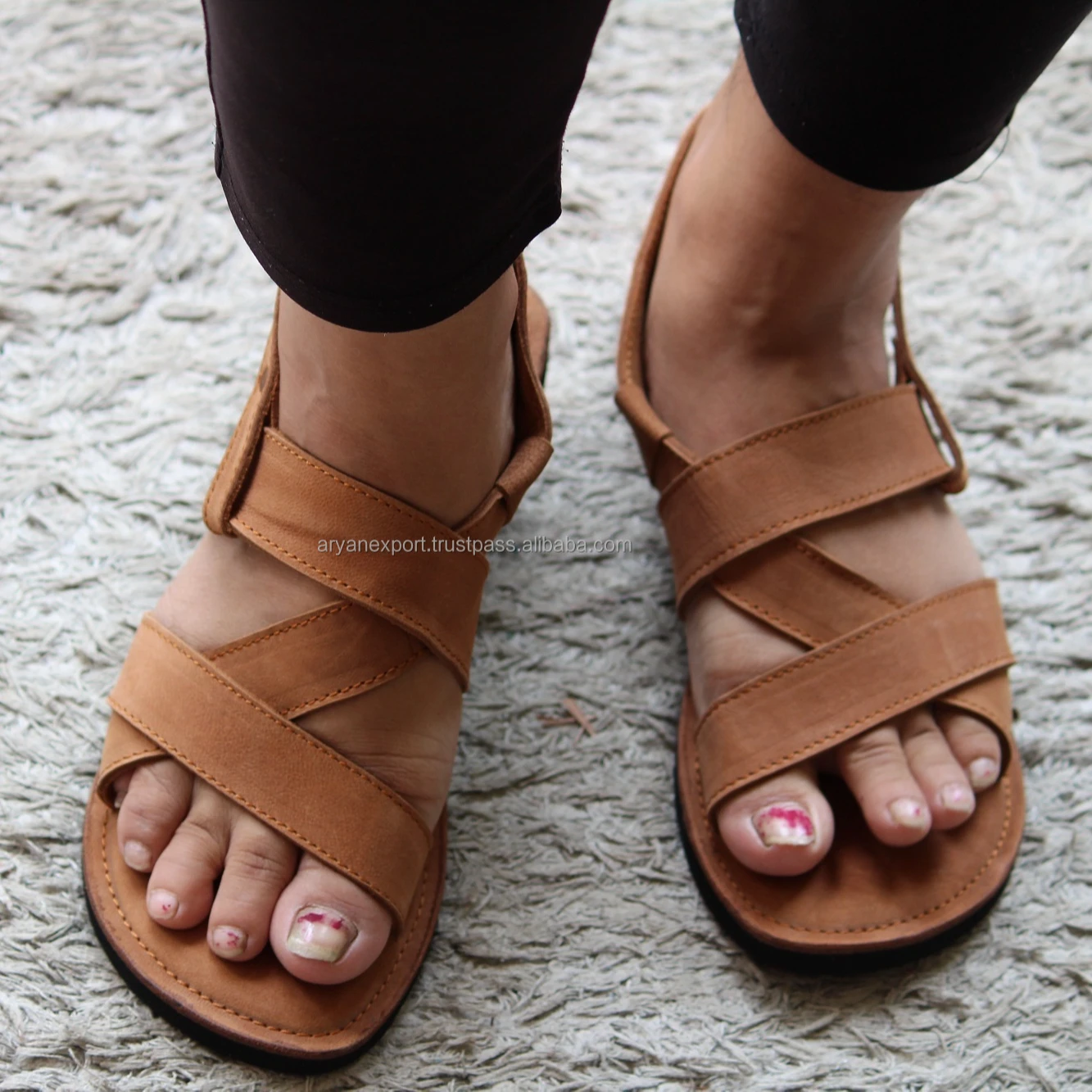 Tarifa Sandals Tan Leather- Spanish womens leather shoes online