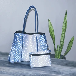 Сумка-тоут женская из неопрена, роскошный Известный дизайнерский водонепроницаемый тоут с репликацией, вместительные кошельки и сумочки для рук