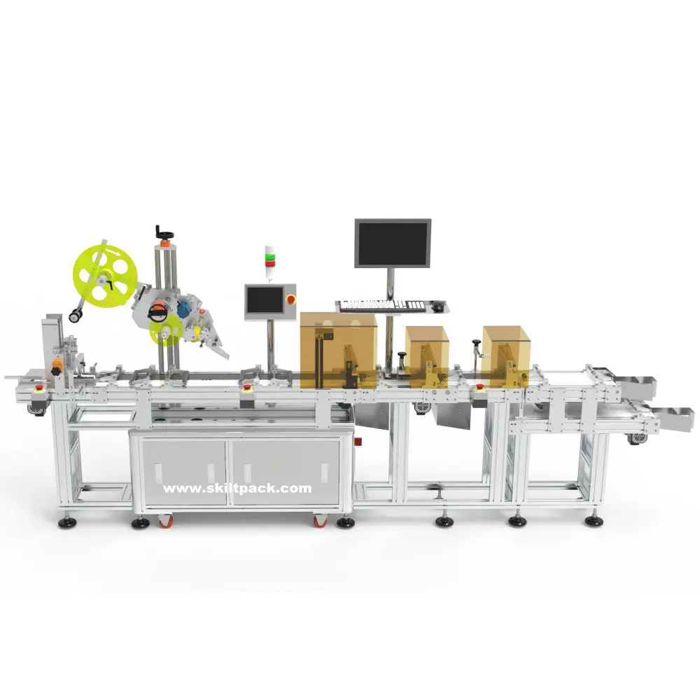 SKILT Automatic Plane RFID Tag Label Labeling Machine Label Applicator with Feeder