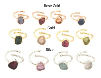 Raw Beautiful Birthstone Rough 925 Sterling Silver Rings from Semi Precious Stone Jewelry Manufacturer at Factory Price
