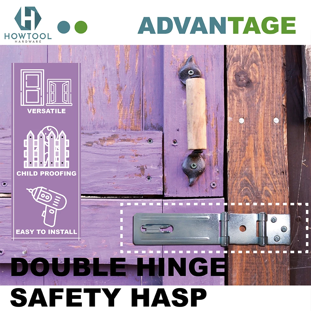 Fixed Staple Double Hinge Safety Hasp,31/2" Or 41/2" Buy Padlock