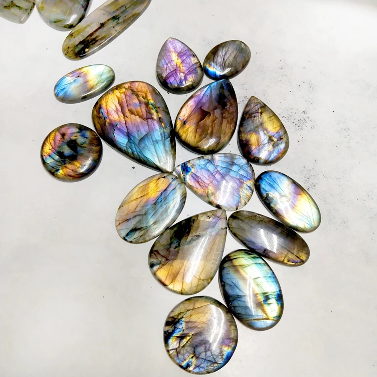 Natural Multi Shine Labradorite Cabochon Untreated Gems Lot For Jewelry Making 