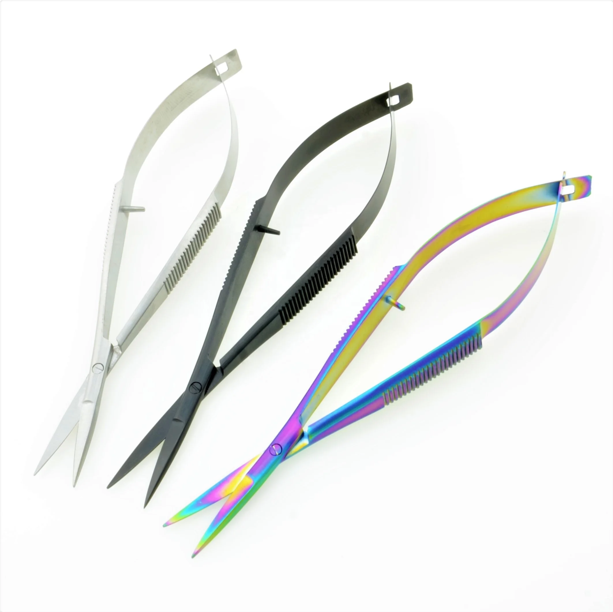 Satin Micro Scissors Straight Curved 12cm Stainless Steel Made Spring ...