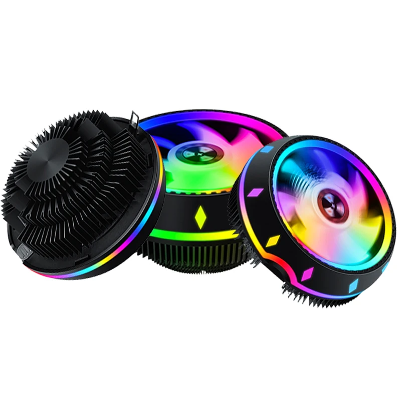 12V DC 3PIN UFO Shaped Radiator Computer CPU Cooler Fan Gaming RGB LED Cooling Fan Supporting Multi Platform for LGA 1156 1155