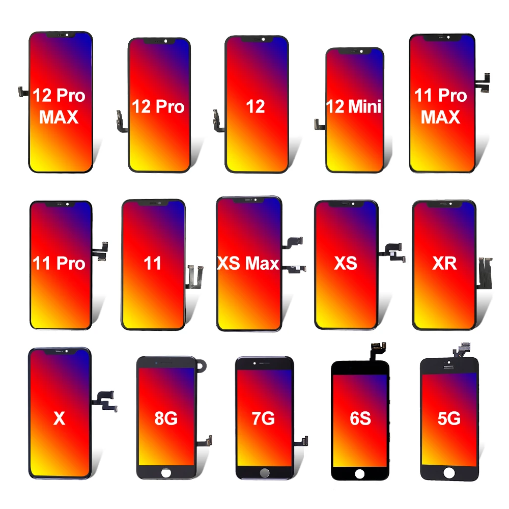 Elekworld All Model OLED LCD Mobile Phone LCDs Screen for iPhone X 12 11 XS Max 13 14 15 16 Pro Max 11 XR X 8 7 6 LCDs Display