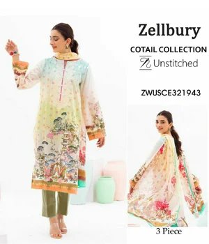 Suppliers wholesale Printed Linen winter Cotail Collection Wholesale Pakistani linen dress shalwar kameez with chiffon Dupatta