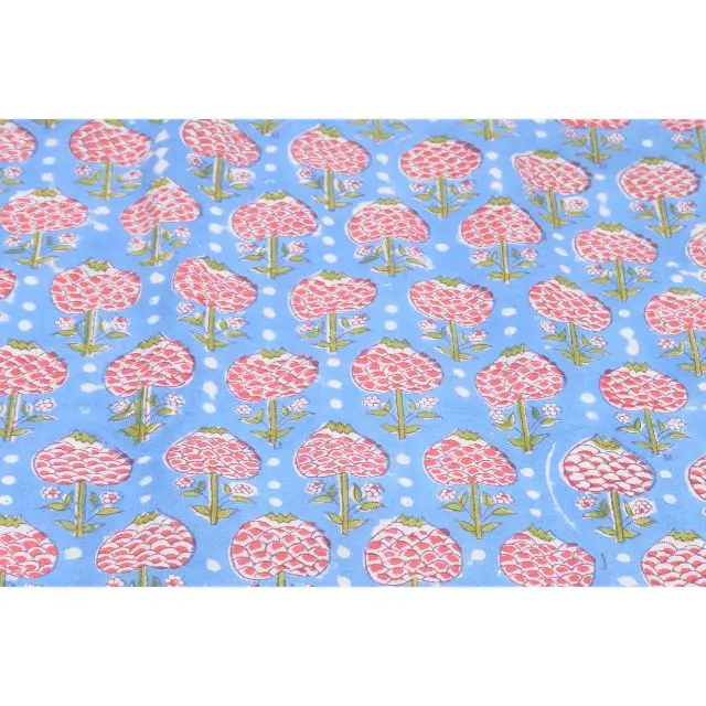 Hand Block Print Fabric 100% Cotton Fabric by Yard Floral Print Pattern for Home Textile and Dresses Making Supply