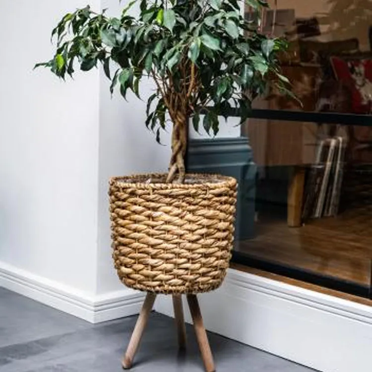 Indoor Water Hyacinth Planter Basket With Wood Stand,Water Hyacinth