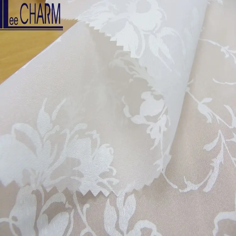 
 LCSH024PE тайвань белый цветочный принт 100% полиэстер атласная ткань органза  