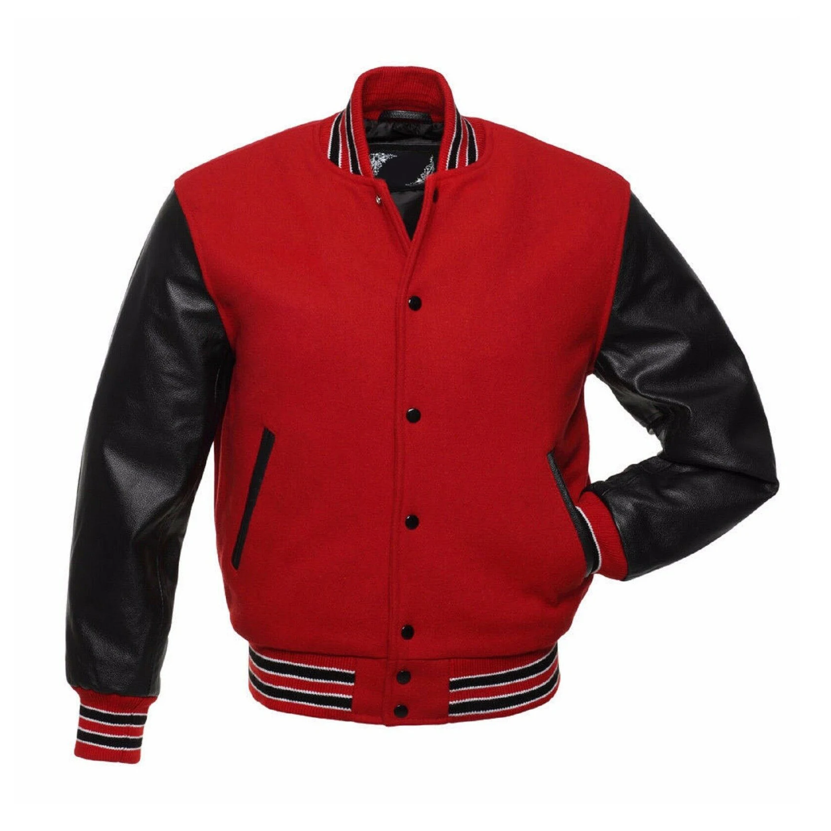 Men's Black Leather Varsity Jacket - The Leather Jacketer