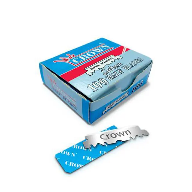 Half Cut 100 Blades Pack Crown Blades For Barber Swing Lock Razors