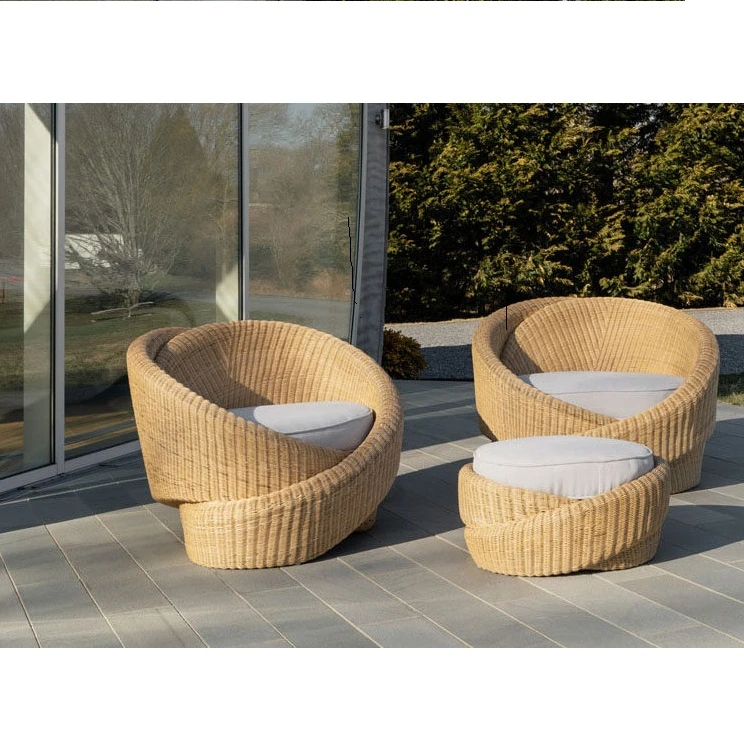 wicker chair with footrest