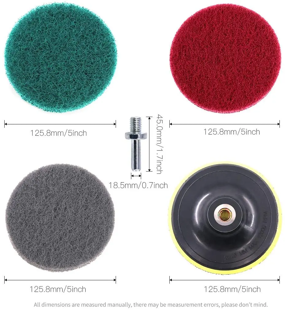 Details about   5Inch 1000 Grit Drill Power Brush Tile Scrubber Scouring Pads Cleaning Tool 5pcs 