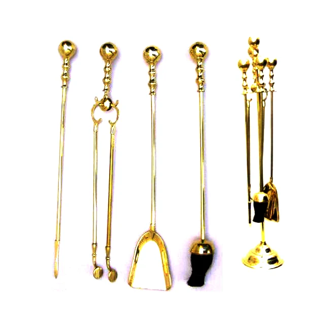 Винтажный латунный камин, набор для украшения дома, лопатка, кисть, покерная подставка из латуни, металл, античный огонь, набор аксессуаров