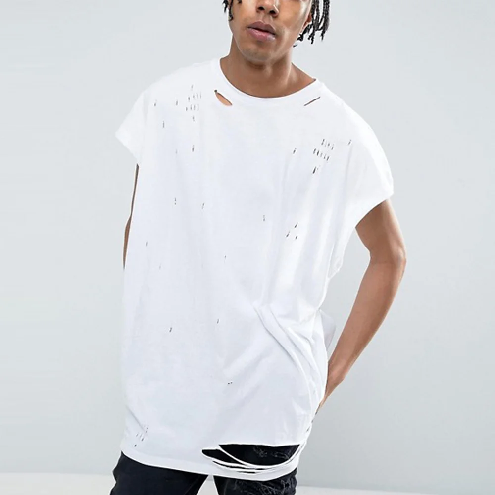 Cotton Ripped Mens Distress Shirt 