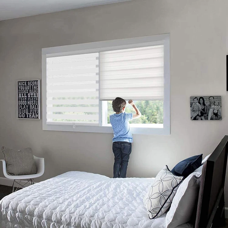 Waterproof Indoor fabric blackout blinds shades Cordless turkey zebra blinds for window