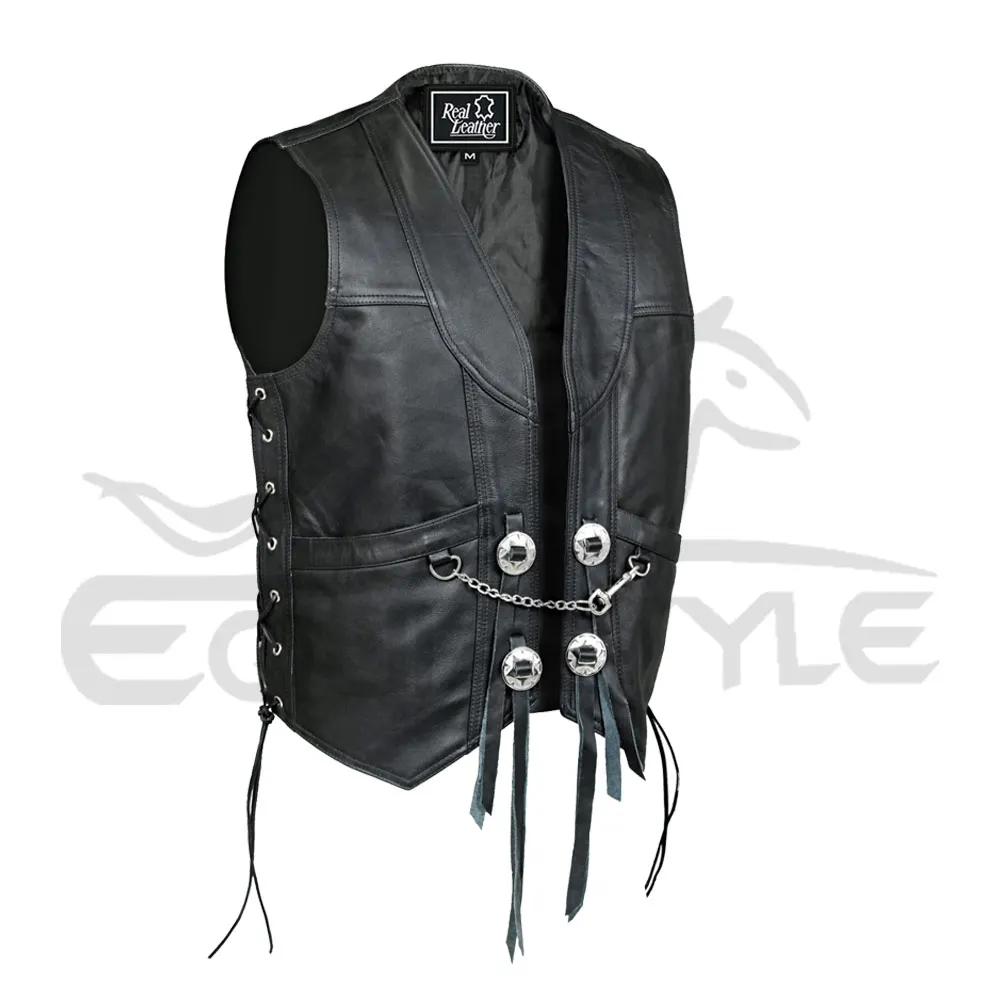 XL Full Sleeve Men's Chain Leather Jacket