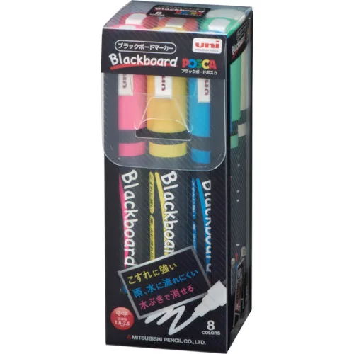 Uni posca marker Water-based pigment marker Blackboard Posca bold medium-fine 8-color set made in Japan