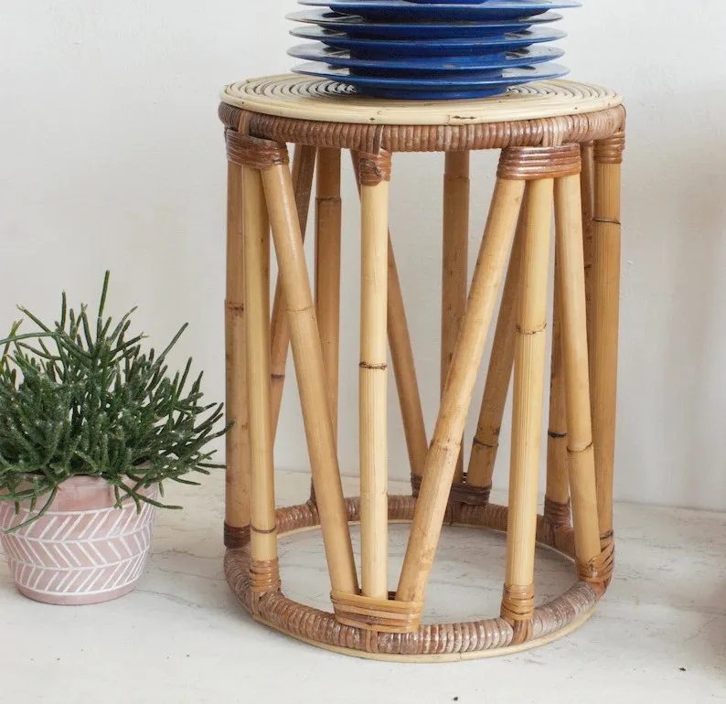 Whole Sale Round Bamboo Vietnamese Stool Natural Extendable