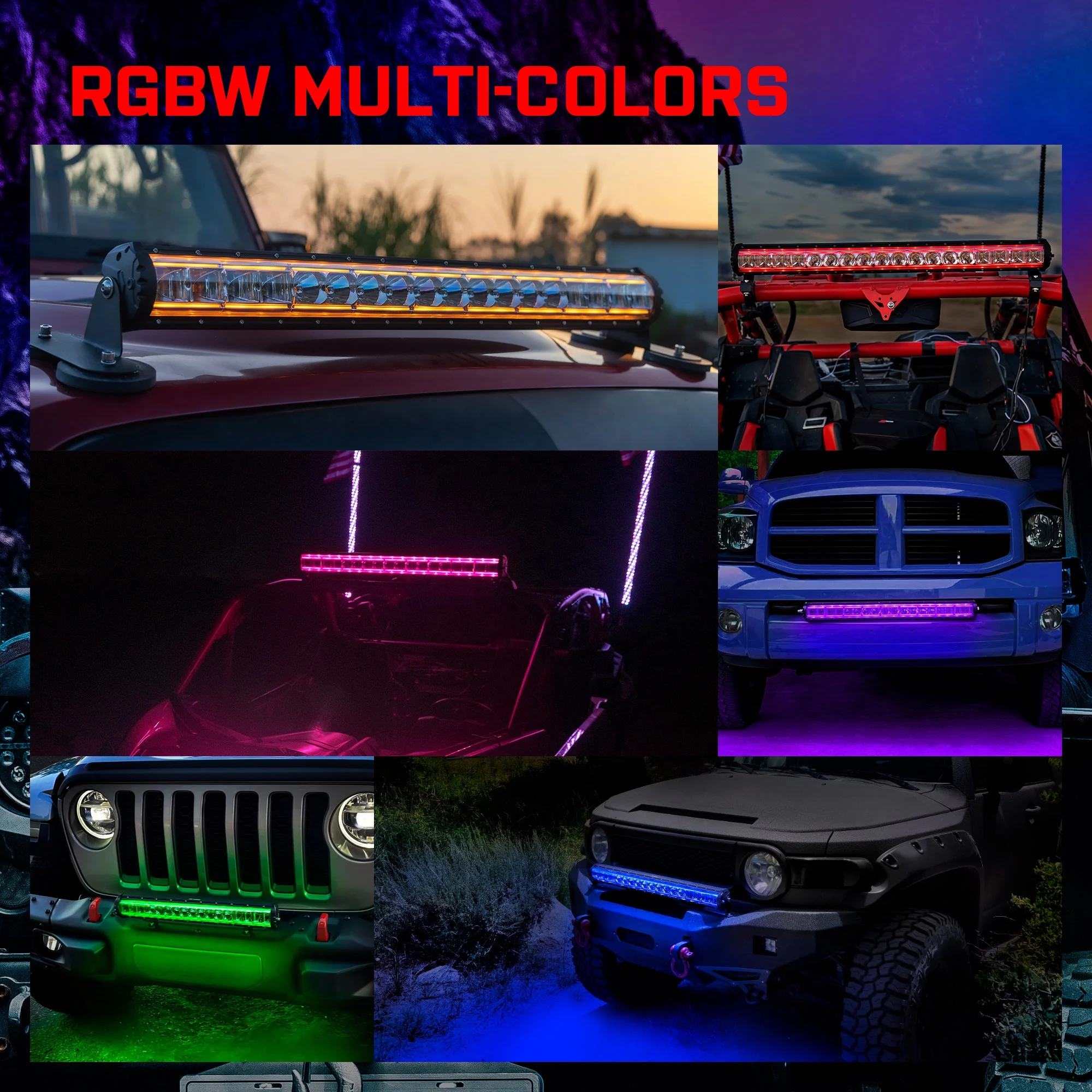 MICTUNING M2 Single Row 32Inch Off Road Driving Light Combo 4x4 Offroad Truck Work RGBW LED Light Bar