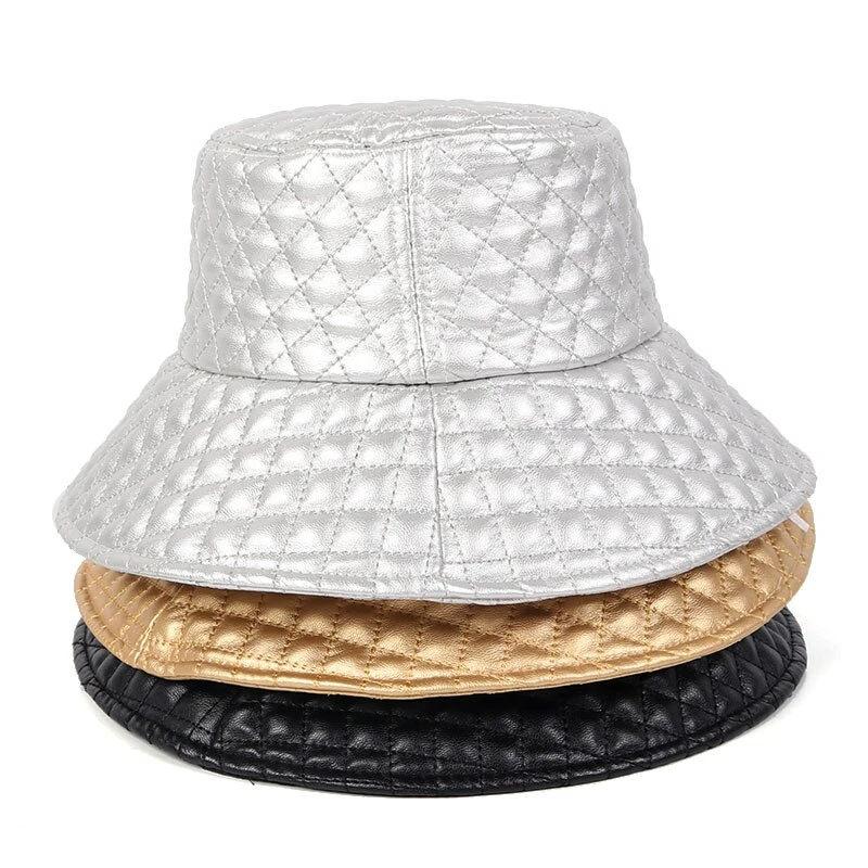 Leather Black Bucket Hat Women Wide 