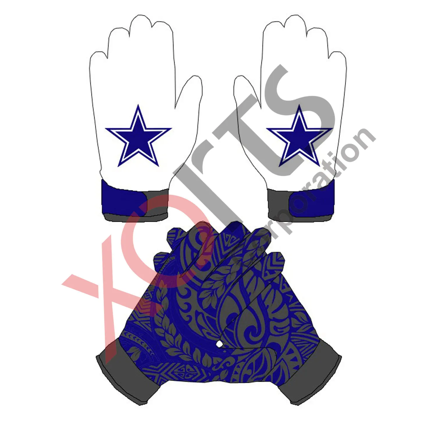 Source Cowboy Team Tribal Design Sticky Palm American Football Gloves on  m.