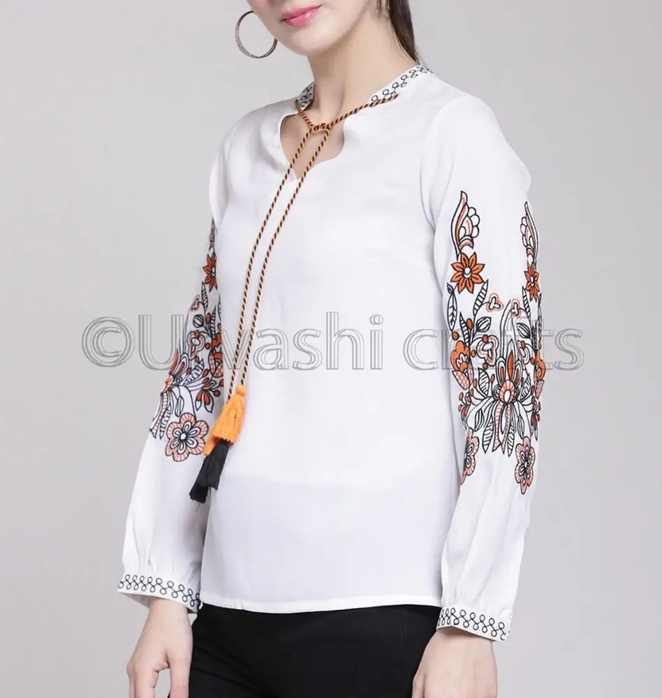 ladies white embroidered blouses