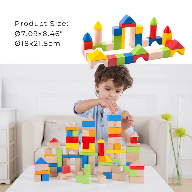 TOOKY TOY Classical  Educational Wooden Building Block Set 50PCS for Toddles
