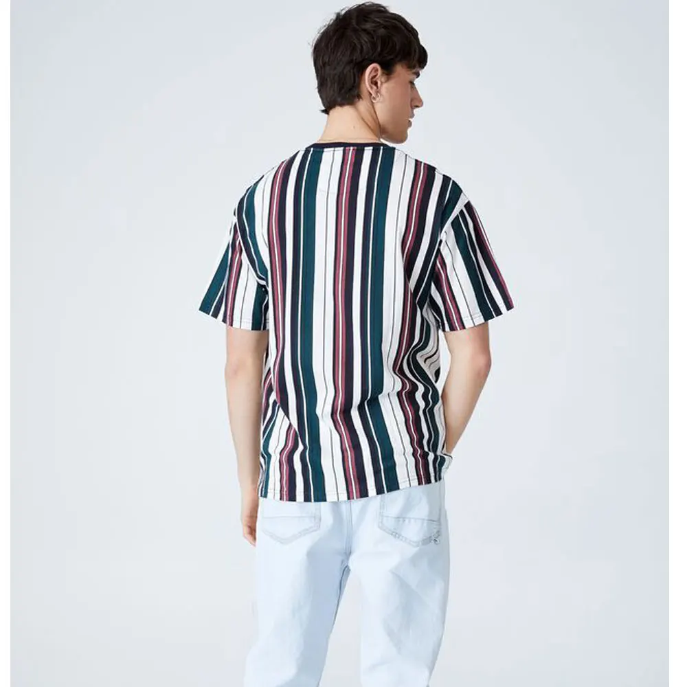Custom Logo Stripe T-Shirt and Turtle Neck T-Shirt Custom Slim Fit Short Sleeve Striped T Shirts