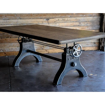 New industrial dining table with solid wood dining room sets with metal crafts dining room furniture for home and hotel use