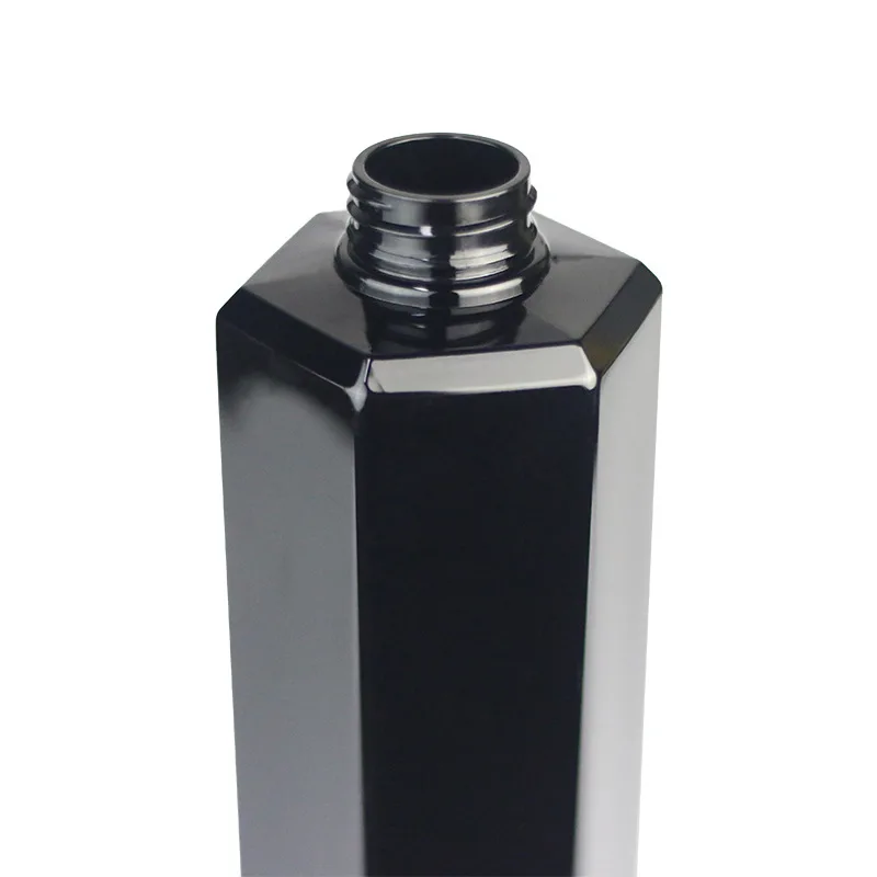 600ml Customizable Press Pump Shampoo Shower Gel Refillable Plastic Bottle Black Special-shaped Pentagonal Body Milk Pet Bottle