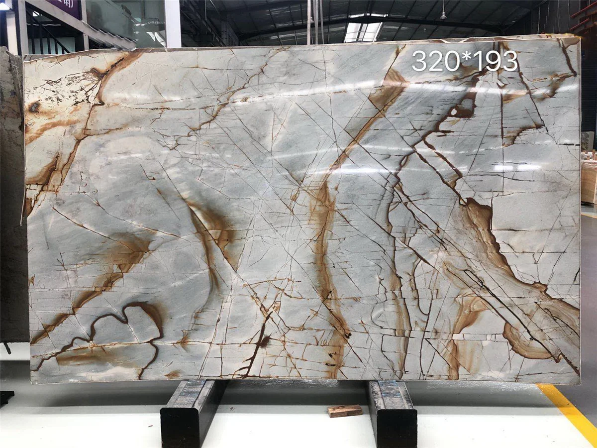 Popular Natural Deep Blue Quartzite Exotic Imperial Blue Roma Impression Quartzite Slab for Interior Decor