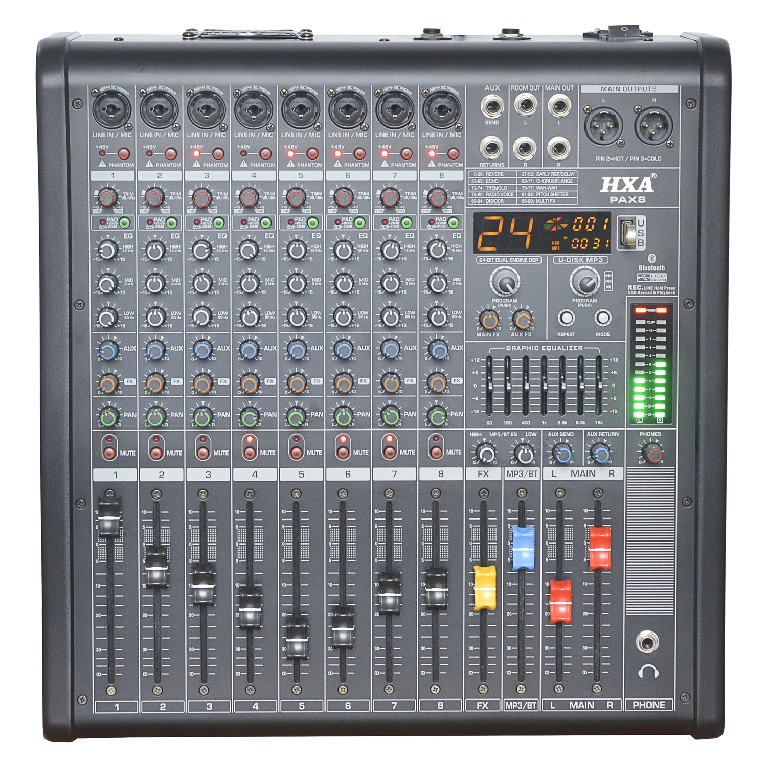 Professional 6 Channels Power Amplifier Mixer with Power Amplifier with  Mixer Console
