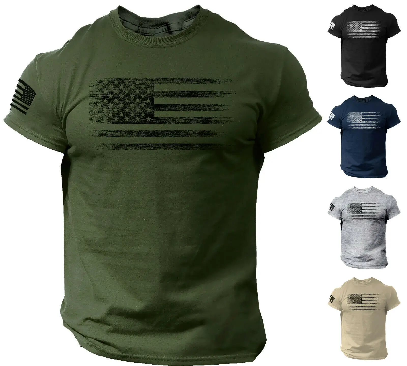 Usa Distressed Flag Men T Shirt 