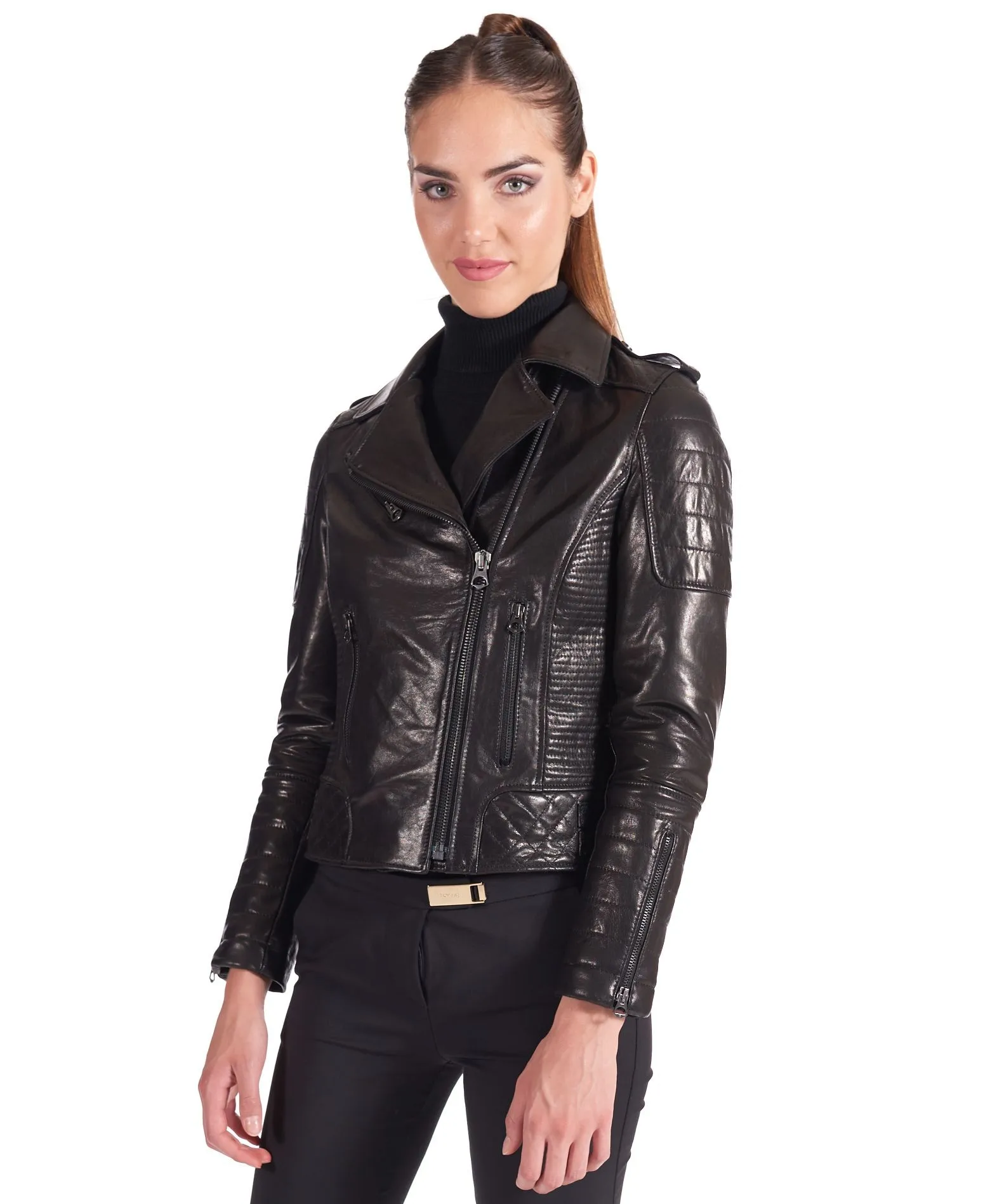 Мягкая байкерская куртка из мягкой кожи «ягненок mos»